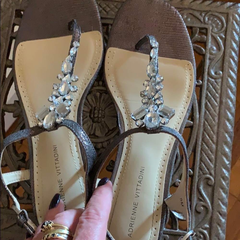 Adrienne Vittadini Bejeweled Thong Sandals